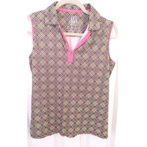 Kate Lord Golf Shirt Polo Sleeveless Abstract Geometric Medium
